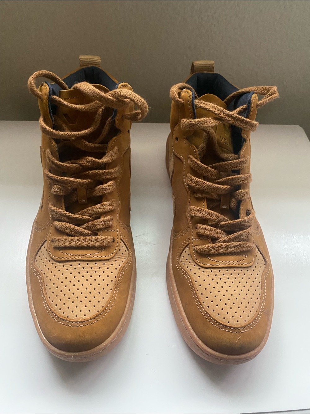 Veja High-Top Sneakers in Wheat Brown